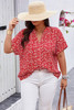 Plus Floral Print V Neck Short Sleeve Loose Blouse-49330 Plus Floral Print V Neck Short Sleeve Loose Blouse-49330
