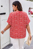 Plus Floral Print V Neck Short Sleeve Loose Blouse-49330 Plus Floral Print V Neck Short Sleeve Loose Blouse-49330
