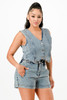 Classic Denim Vest And Short Pants Set-50192