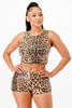 Animal Sequin Cropped Top And Hot Pants Set            -50200