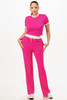 Ribbed Contrast Binding Top And Pants Set          -50203