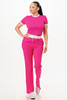 Ribbed Contrast Binding Top And Pants Set          -50203