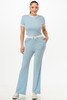 Ribbed Contrast Binding Top And Pants Set          -50204