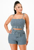 Denim Tank Top And Matching Short Set         -50209