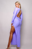 Long Sleeve V Neck Open Back Maxi Dress-41838