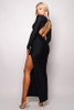 Long Sleeve V Neck Open Back Maxi Dress-41837