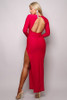 Long Sleeve V Neck Open Back Maxi Dress-41836