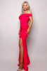 Crossover Front Off Shoulder Side Ruffle Maxi Dress-41834