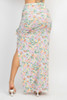 Front Knot Floral Top & Ruched Maxi Skirts Set-41887