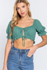 Short Slv Print Crop Woven Top          -41865