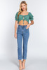 Short Slv Print Crop Woven Top          -41865