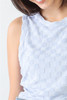 Baby Blue Chess Cage Print Cotton Blend Sleeveless Bodysuit-41844