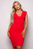 Sleeveless V Neck Corset Bodycon Midi Dress-41826