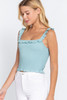 Smocking Ruffle Cami Woven Top   -41726