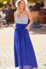 Striped Print Cami Sol Top Hi-waist Skirt Side Pocket Maxi Dress-41667