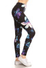 Yoga Style Banded Lined Galaxy Silhouette Floral Print, Full Length Leggings...