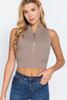 Sleeveless Rib Sweater Top W/zipper     -41545