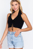 Halter Ruched Crop Sweater Knit Top   -41541