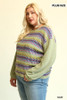 Novelty Knit And Solid Knit Mixed Loose Top With Drop Down Shoulder-41498