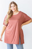 Plus Brick Round Neck Short Sleeve Relax Top-41406