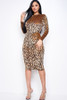 Burnout velvet long sleeve open back mid length dress with back zipper-41354