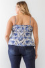 Plus Floral Print Woven Ruffle Sleeveless Back Zipper Tank Top-41992