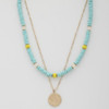 Coin Wood Bead Layered Necklace-42045