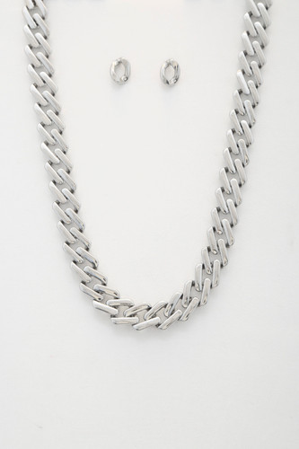 Rectangle Link Metal Necklace-41172