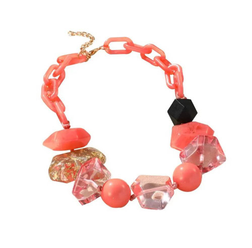 Chunky Beaded Oval Link Necklace-42307
