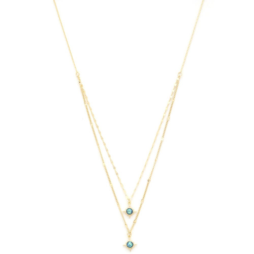 Double Star Crystal Layered Necklace-42313