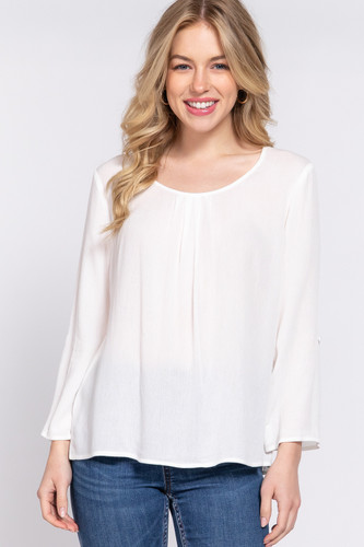 3/4 Roll Up Slv Pleated Blouse          -42289