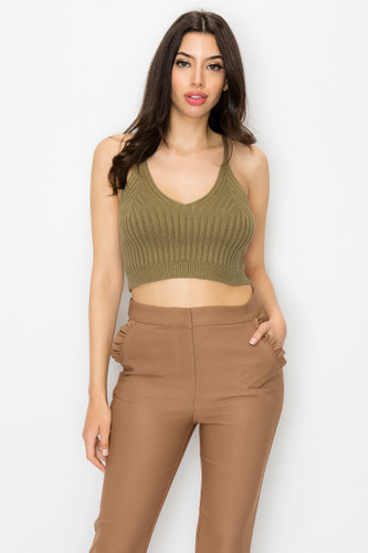 Scoop Neck Rib Top    -42578