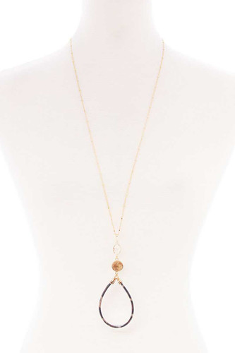 Teardrop Pendant Long Necklace-32183