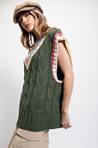 Multi Color Knitted Sweater Vest-42672