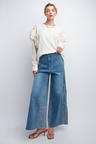 Double Ruffle Sleeves Top-42674