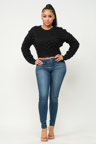 Checker Sweater Top-42714