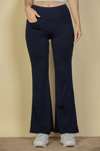 High Waisted Front Pocket Flare Pants -42739