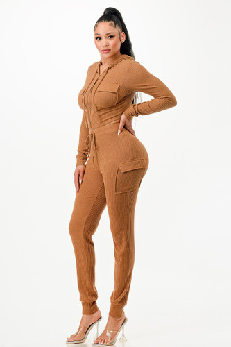 Rib Cargo Hoodie Set-42848
