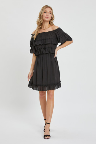 Off Shoulder Ruffle Dress-43066