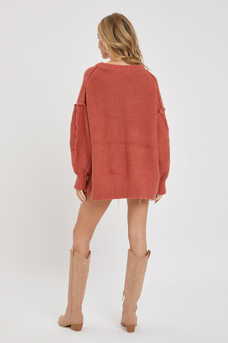 V Neck Oversized Sweater-43058