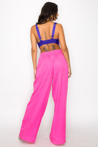 Smock V-neck Satin Bra Top-43040