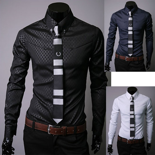 Men's 2021 High Quality Deluxe Business Casual Long Sleeve Slim Body Shirt
