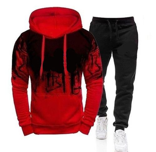 New Splash-ink Printing Hooded Suit Men's Casual Sports Hoodie