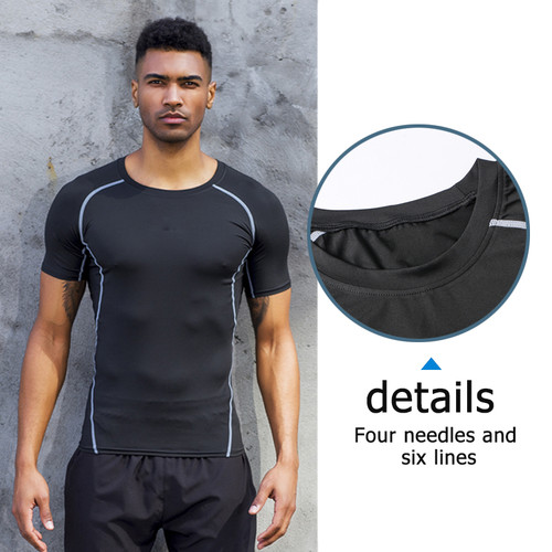 Men's Quality Fitness Workout Spandex Compression Wear Sport Running Shirt