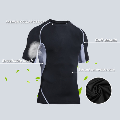 Men's Quality Fitness Workout Spandex Compression Wear Sport Running Shirt