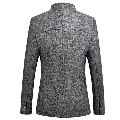 Men's Suit Jacket Solid Mandarin Collar Slim Fit Tuxedo Casual Blazer Plus Size