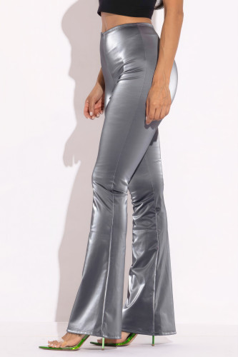 Velvet Pu Flared Pants-43134