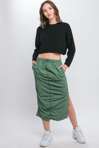 Wool Blend Cropped Sweater Top-43213