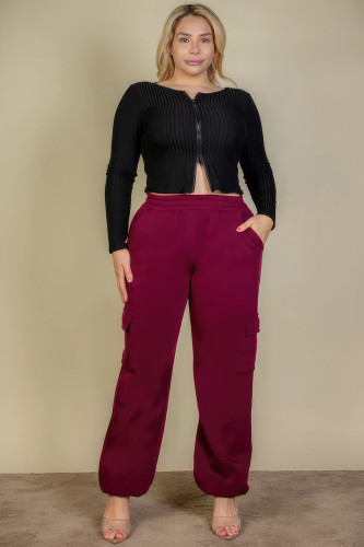 Plus Size Side Pocket Drawstring Waist Sweatpants-43295