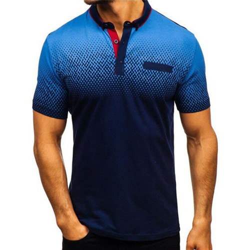 Men Fashion Polo Shirts New Printed Gradient High Quality Breathable Casual Polo